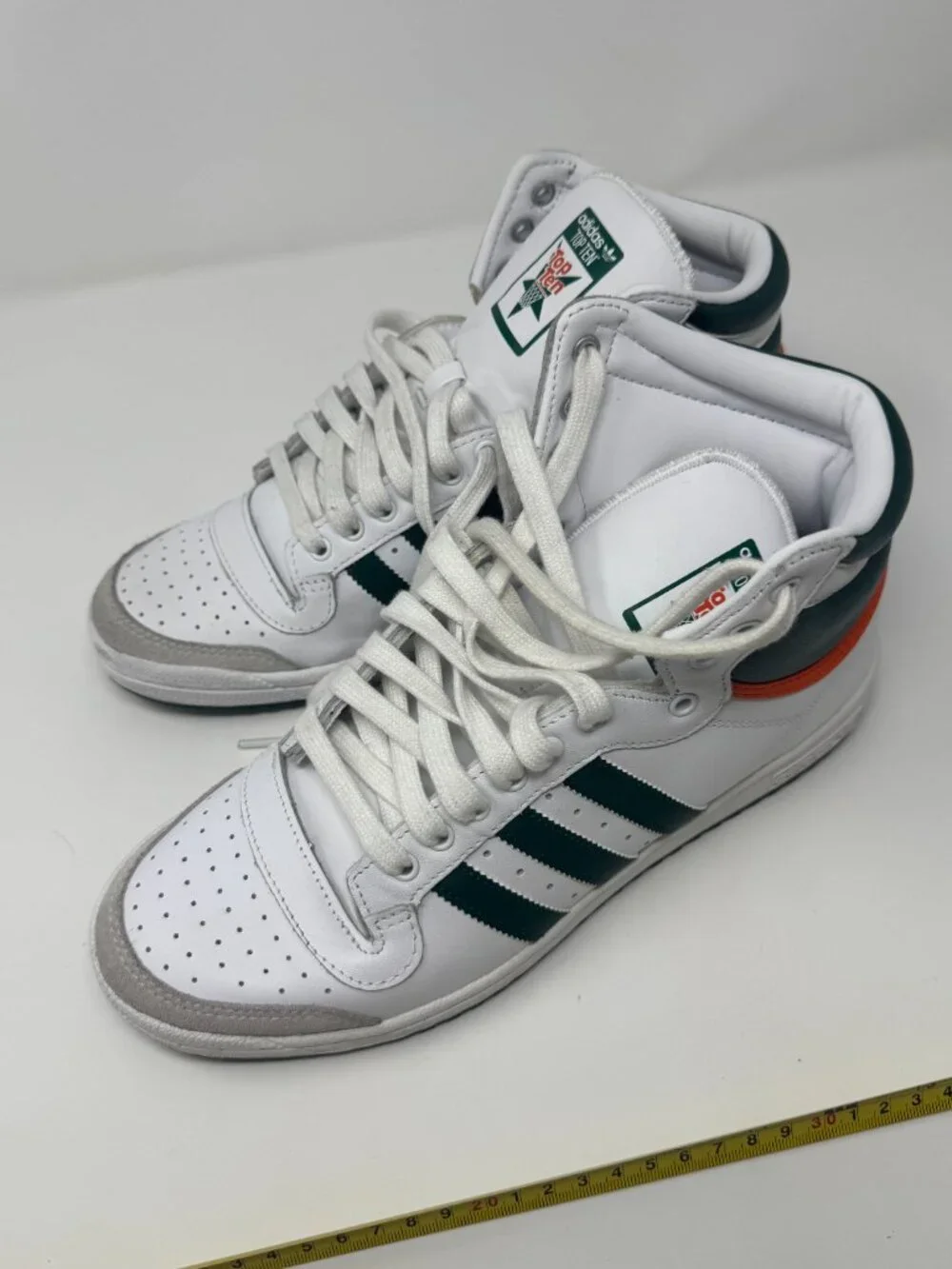 Adidas Originals Top Ten Hi White Green Orange High Top Sneakers Men's 9.5